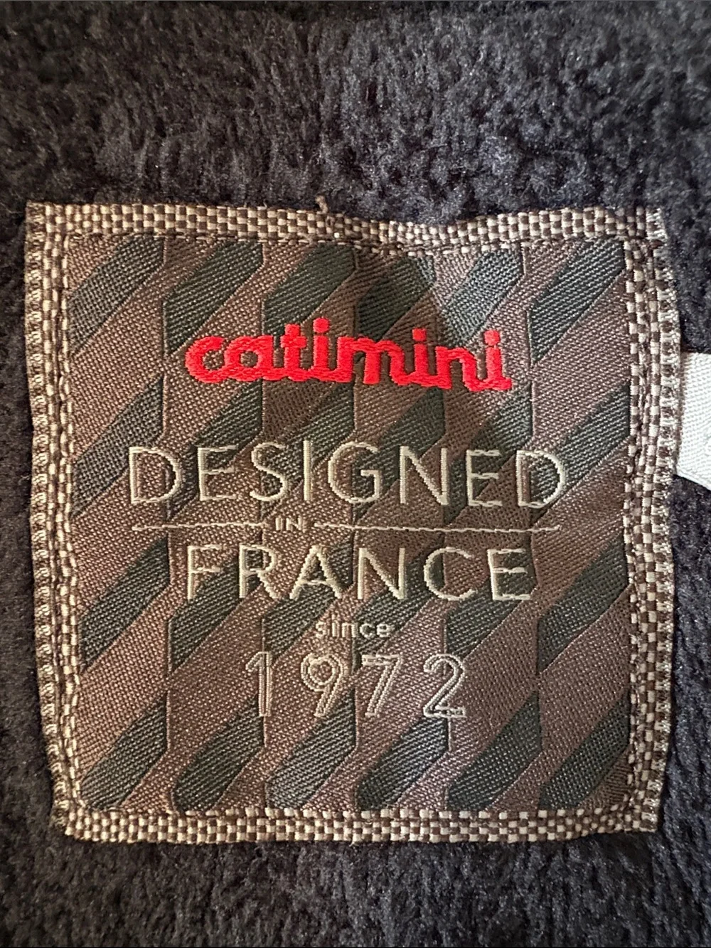 Catimini Black & White Checked Hooded Pea Coat with Red Toggle Accents